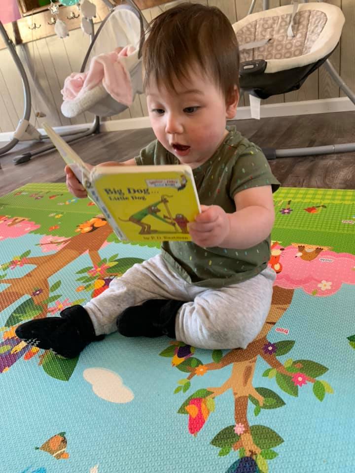 baby reading book